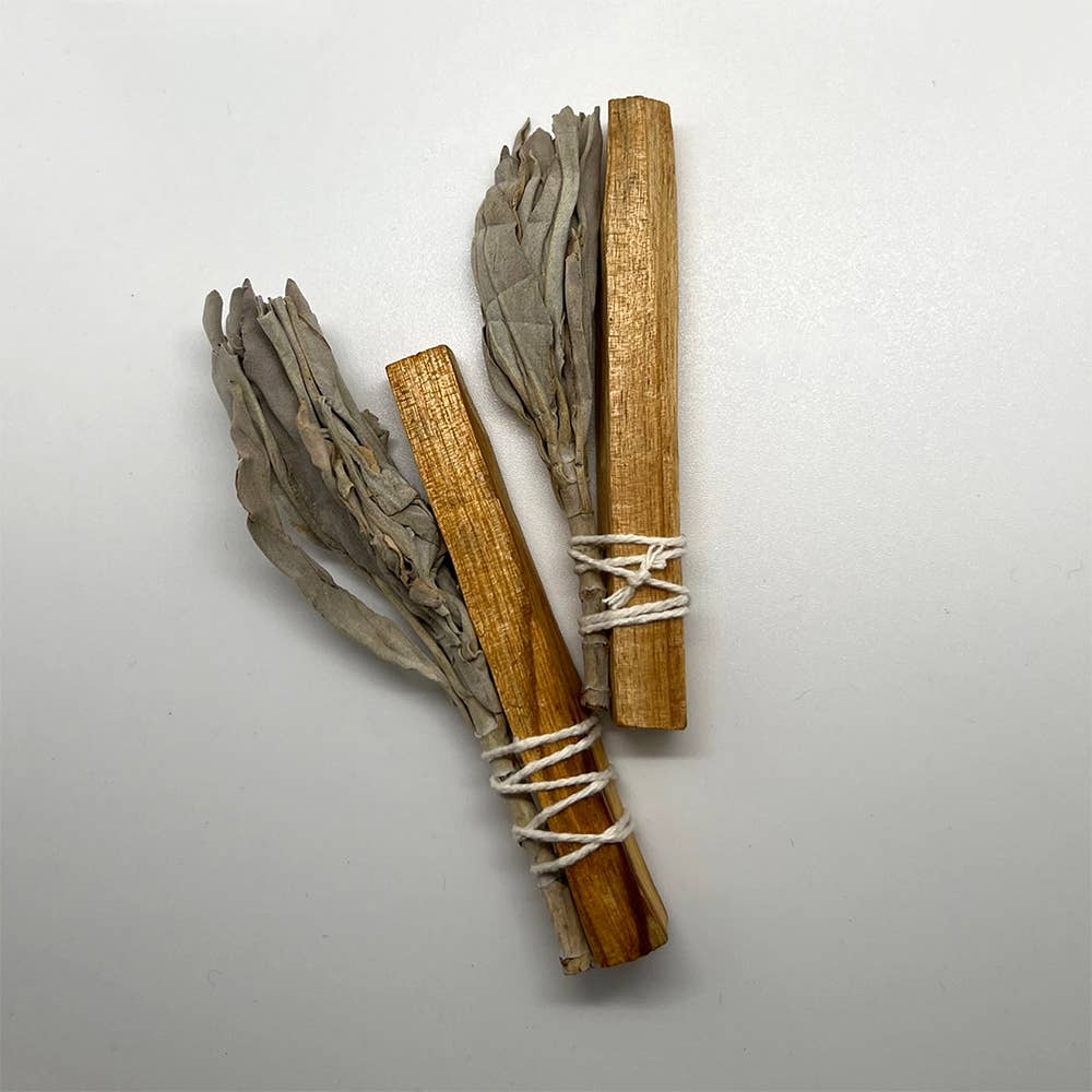 VIE – wholesale Sage bundle – Mini Smudge Cluster, White Sage with Palo Santo 4"0