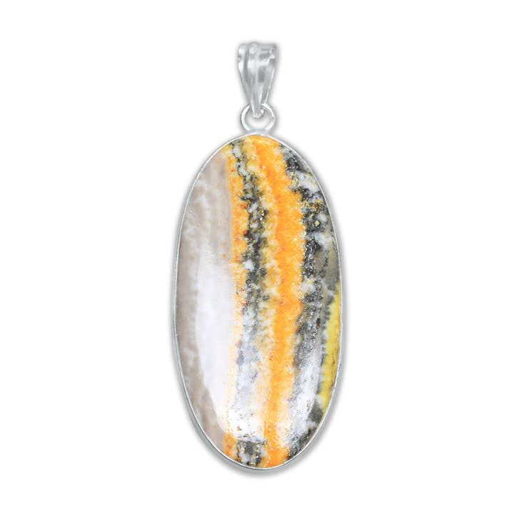 Handmade Jewels - Wholesale Individual Charm/Pendant - BumbleBee Jasper Minimalist Pendants - Handmade, Silver-Plated Brass, Wholesale7