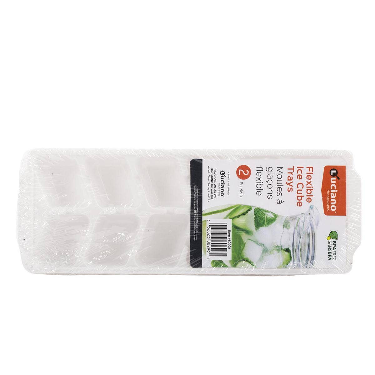 Luciano Gourmet - Wholesale Ice Tray/Mold - Luciano 2-pc Flexible Ice CubeTrays, 2 col,10x3.5x1.5"1