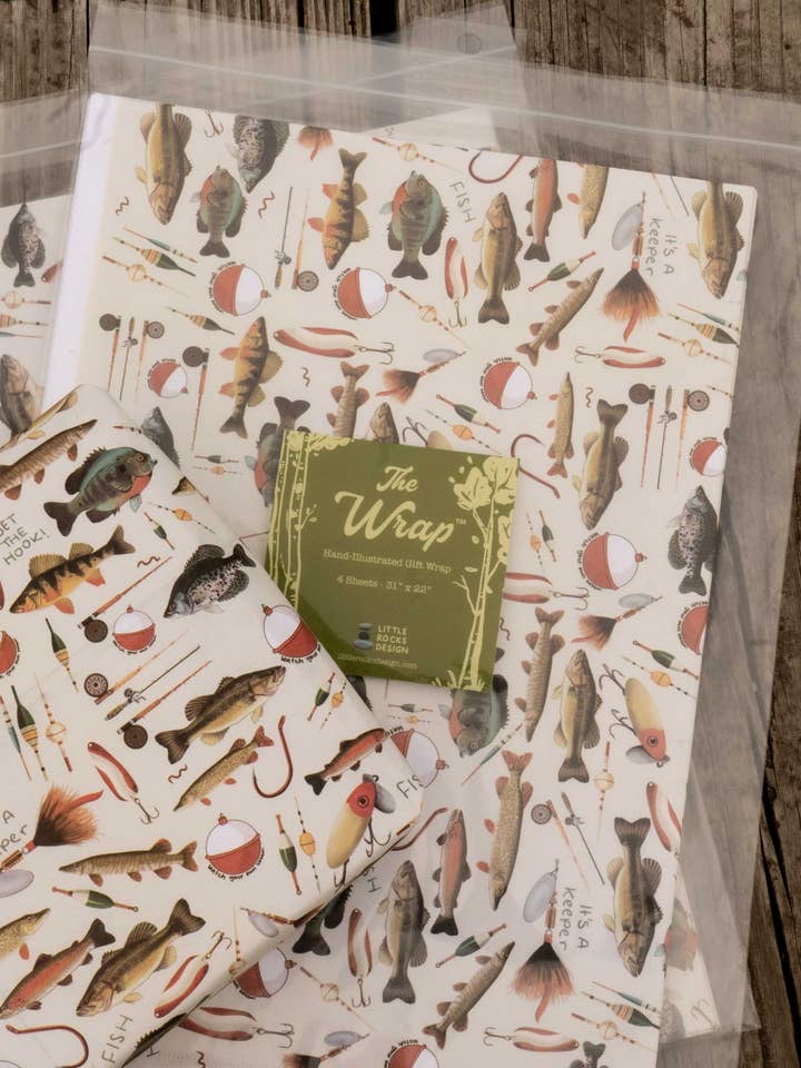 Fishing Gift Wrap | Hand-Drawn Designs | The Wrap for wholesale by Little Rocks Design