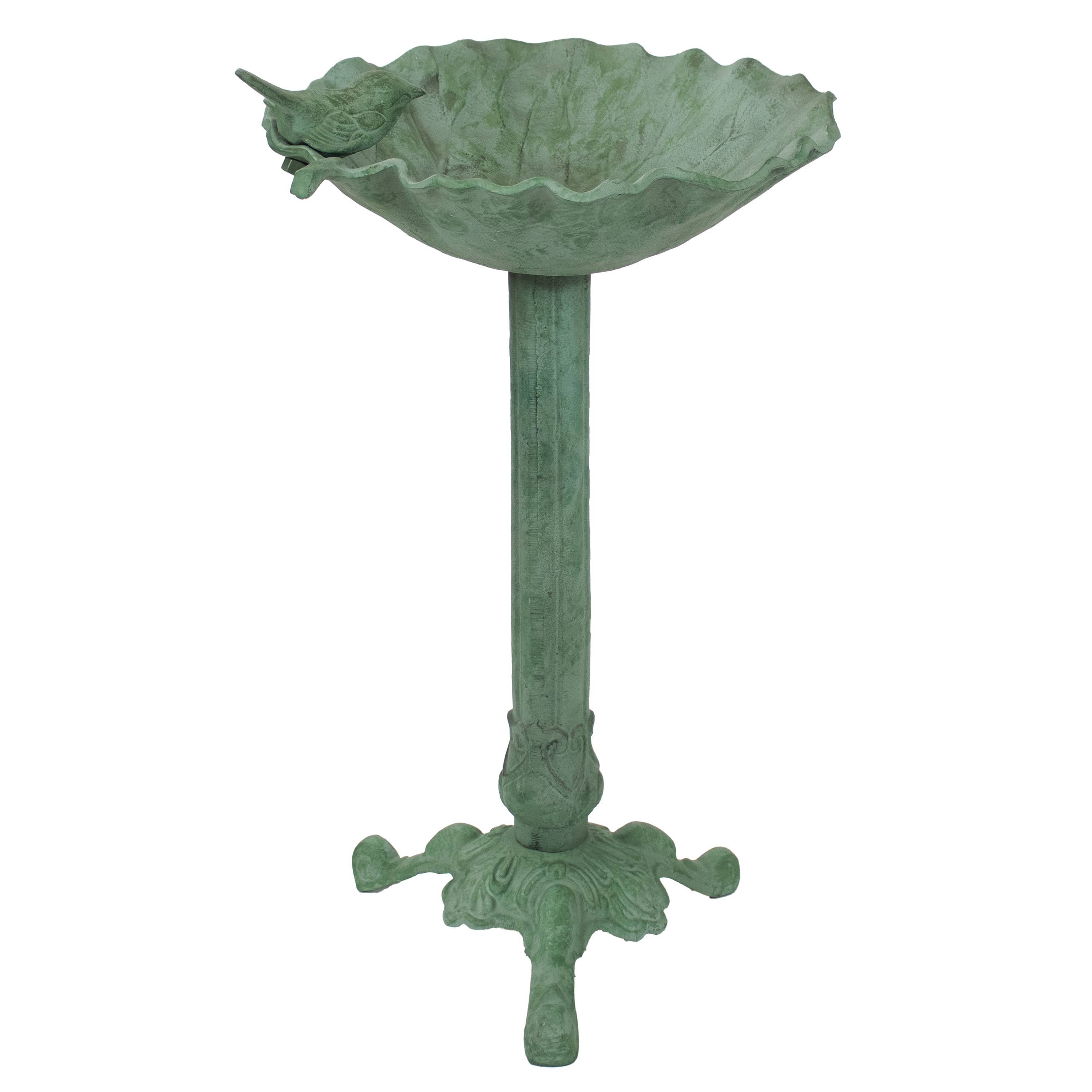 Sunnydaze Decor - Wholesale Bird Bath - Autumnal Leaf Metal Bird Bath - Green Patina - 11.75-Inch5