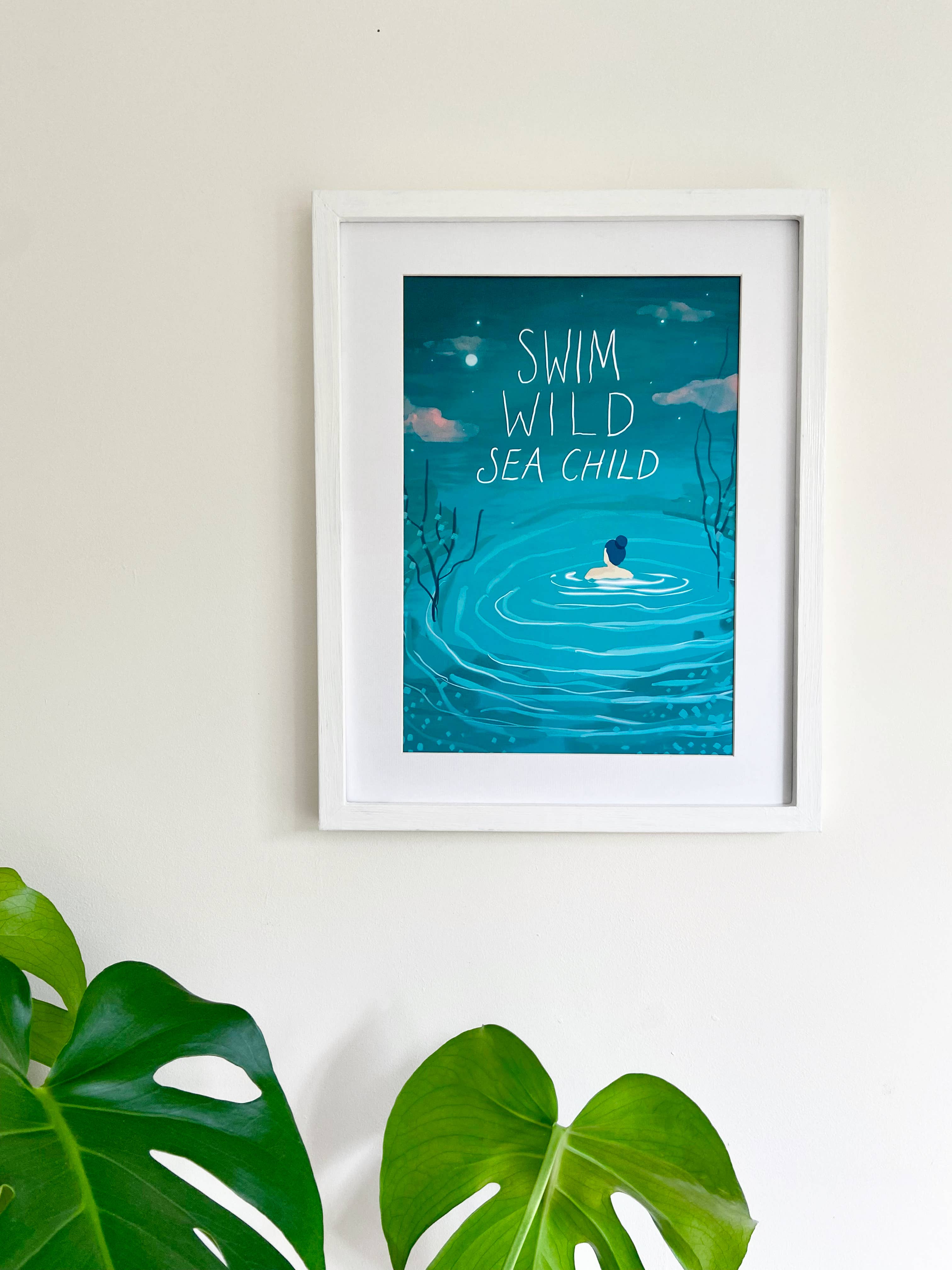 Salty Siren Studios – wholesale Art print – Swim Wild Sea Child Cornish Illustrated A4 Art Print 4