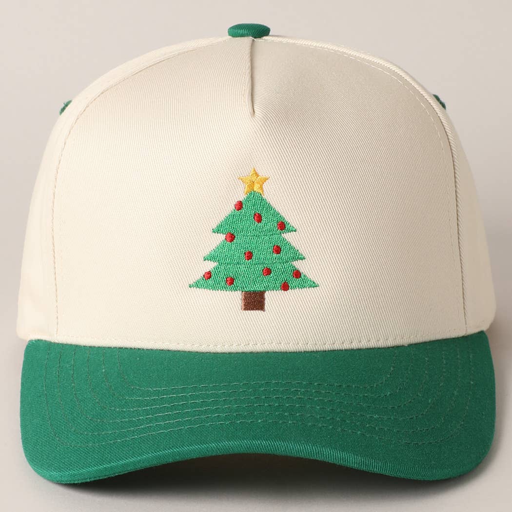Fashion City – wholesale Baseball cap – Women's – Christmas Tree Embroidery Canvas Baseball Cap8