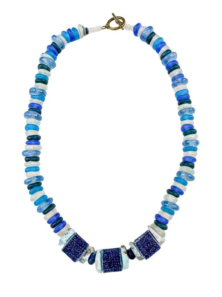Classic Glass Necklace | Denim for wholesale by Twine & Twig