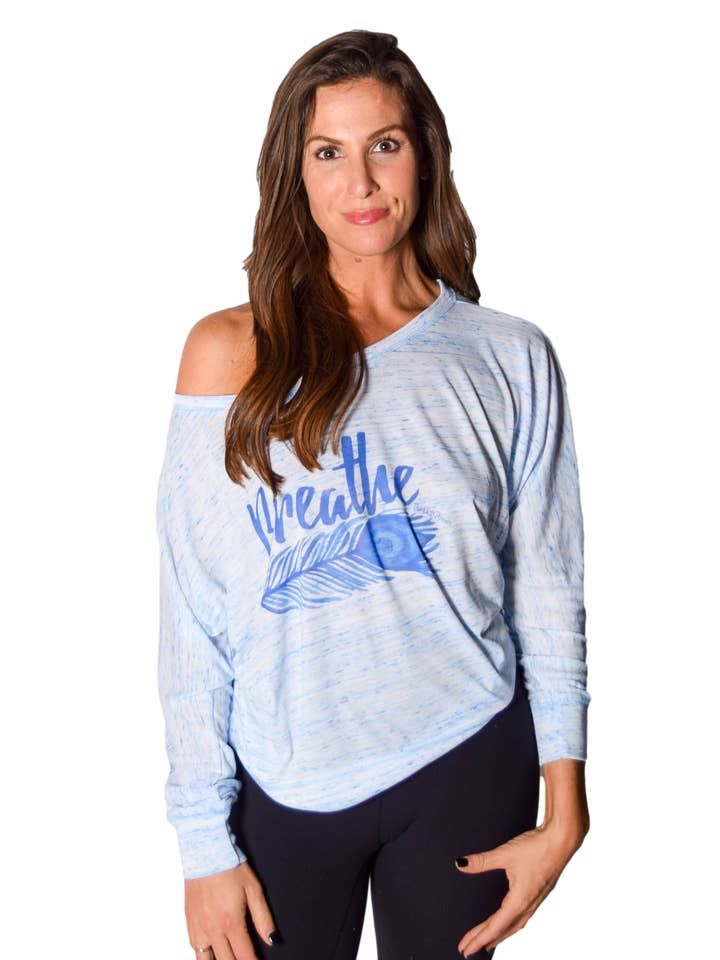 Breathe Peacock Feather op Dolman met lange mouwen voor wholesale door Third Eye Threads