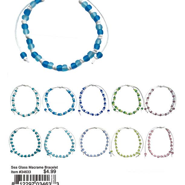 Puka Creations - Wholesale Beaded Bracelet - Sea Glass Macrame Bracelets