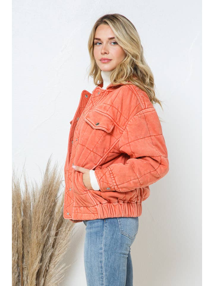 Blue B - Wholesale Jacket - Women's - 22082J - Garment Stone Washed Quilted Pocket Front Jacket2