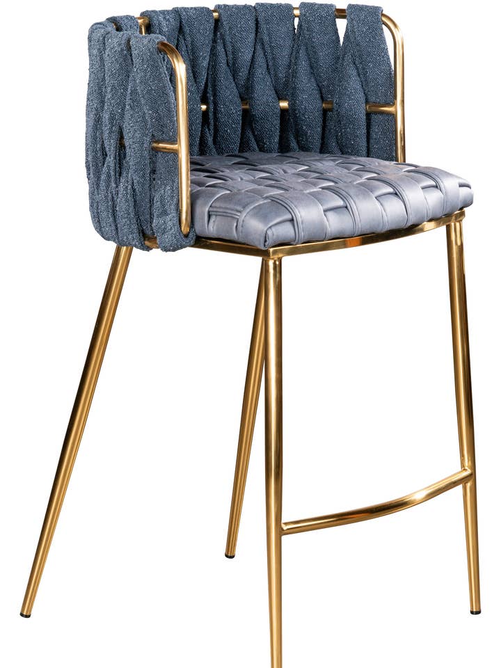Milano Counter Chair - Blue and Gold for wholesale by Statements by J