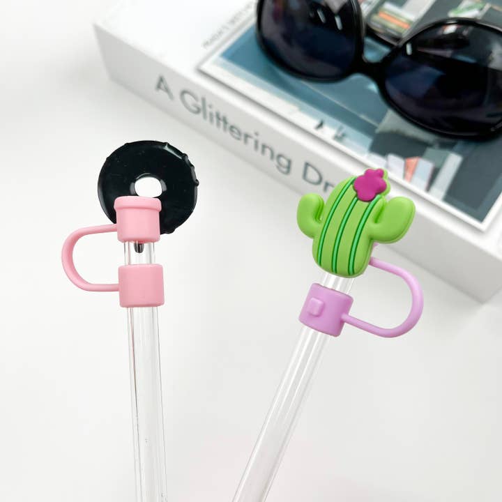 SoapElenGlen - Wholesale Drinking straw - Donut Straw Cover Cute Cartoon Straw Toppers9