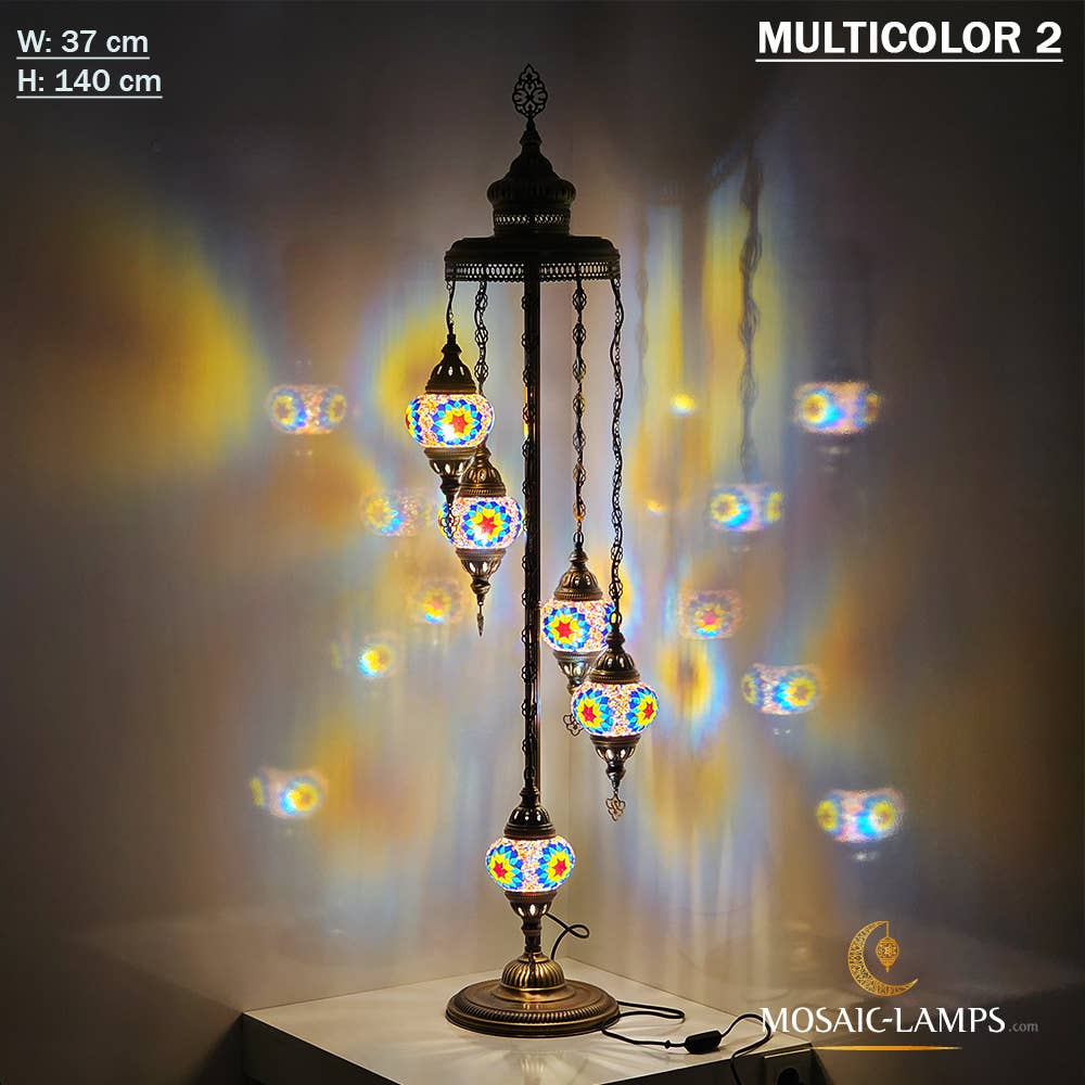 Mosaic Lamps - Wholesale Floor Lamp - 5 Globe Mosaic Floor Lamps, Medium Ball Turkish Mosaic Bedsi12