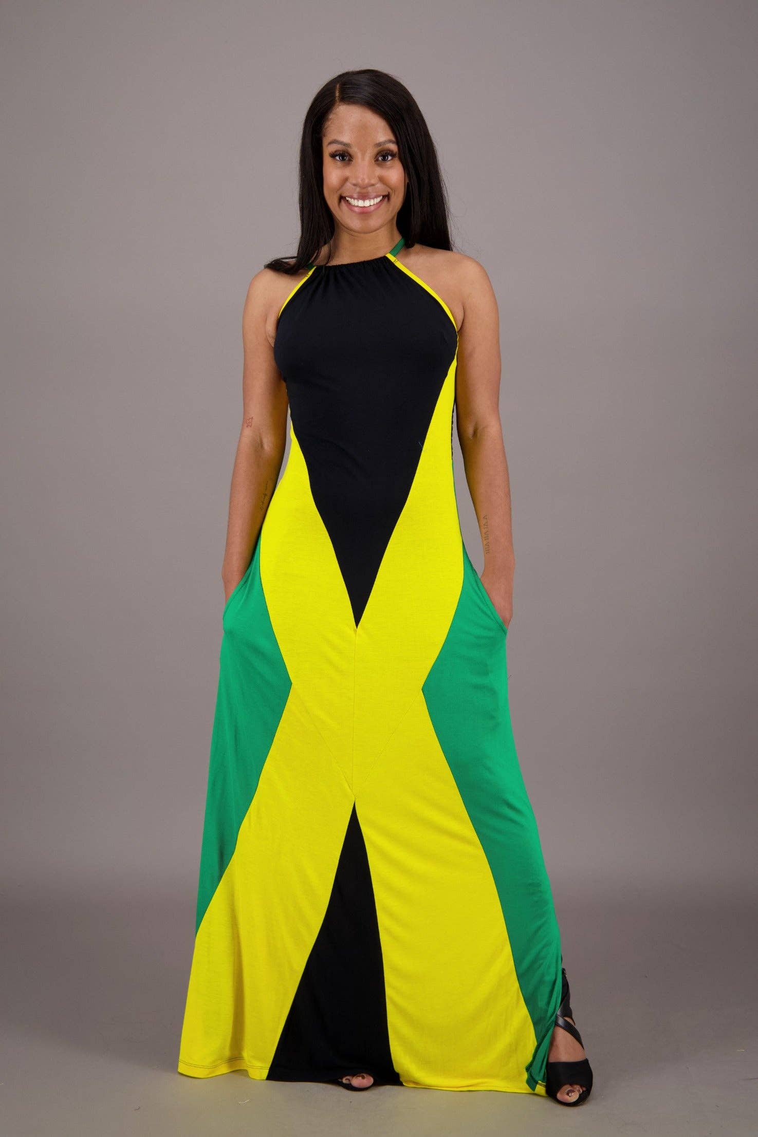 Single Color Caribbean Breeze Jamaican Maxi Dress J-486 for wholesale on Faire2