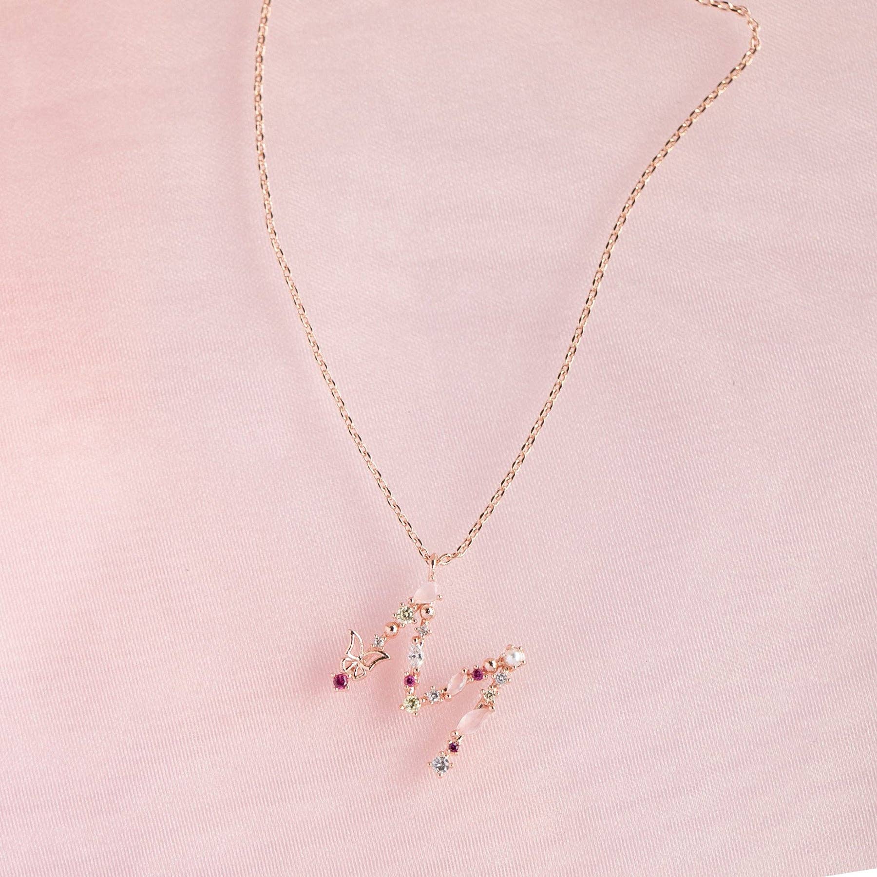 Girls Crew – wholesale Pendant/charm necklace – Flutterfly Stone Initial Necklace19