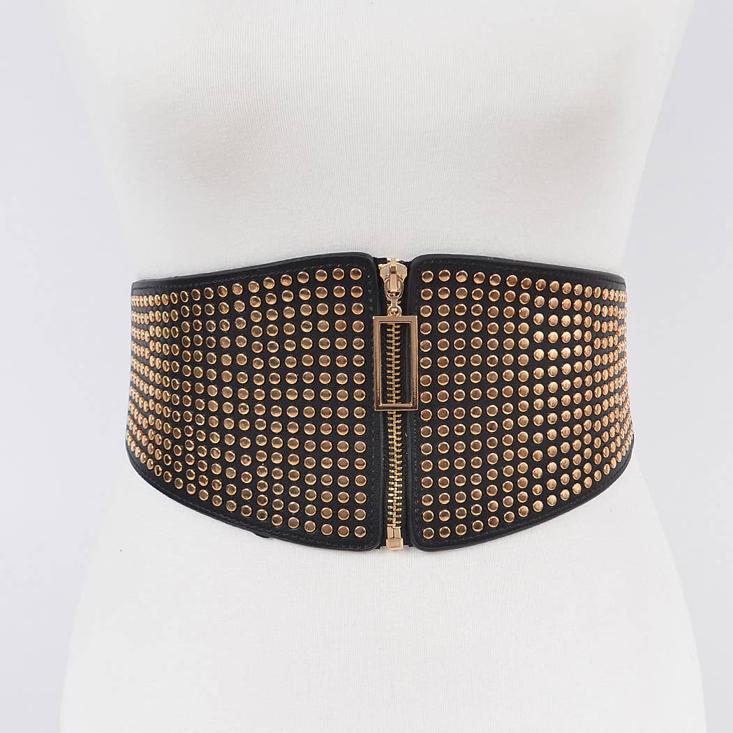 3AM BY H&D ACCESSORIES - Vendita all'ingrosso Cintura - Donna - Cintura elastica con cerniera borchiata0