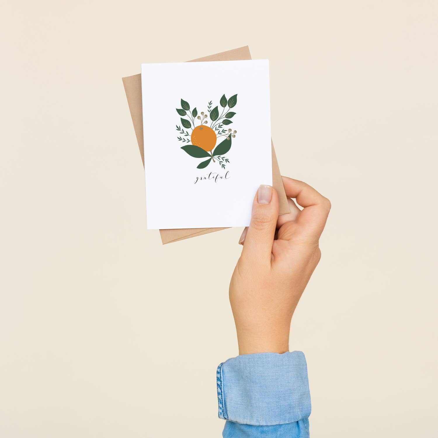 HAZELMADE® Tea Towels + Gifts – wholesale Season’s Greetings card – Grateful Orange Holiday Card | Christmas Card1