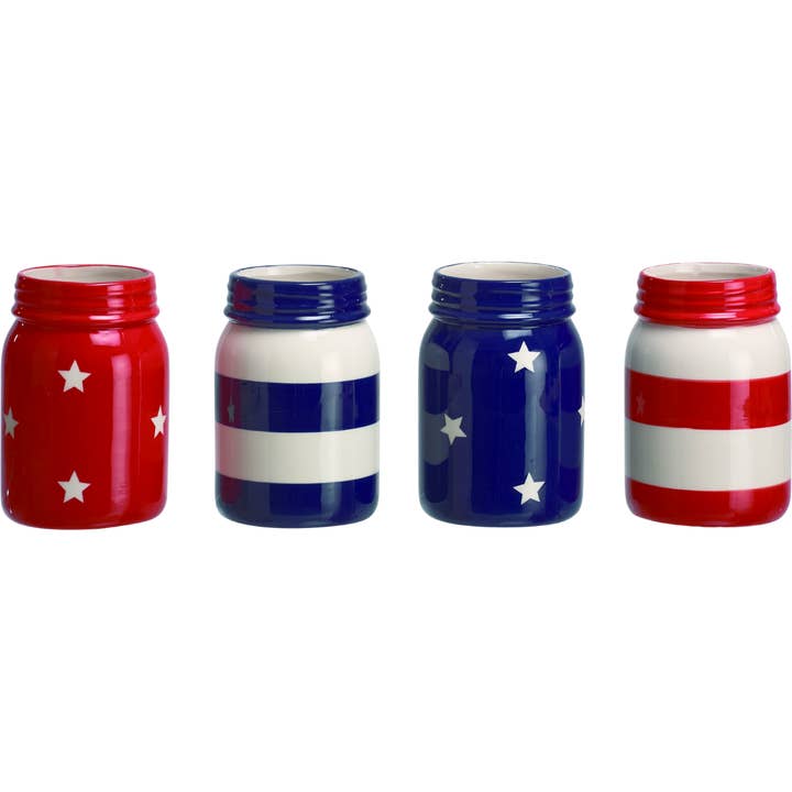 Transpac - Wholesale Cookie Jar - SALE Transpac Dol Mason Jar Container Set 4 Patriotic Home