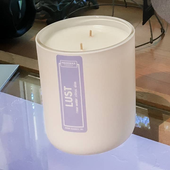 LUST - Matte White Glass Vessel for wholesale by Moodwax Candle