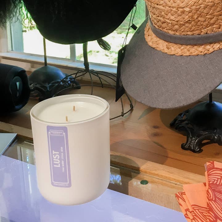 LUST - Matte White Glass Vessel for wholesale by Moodwax Candle