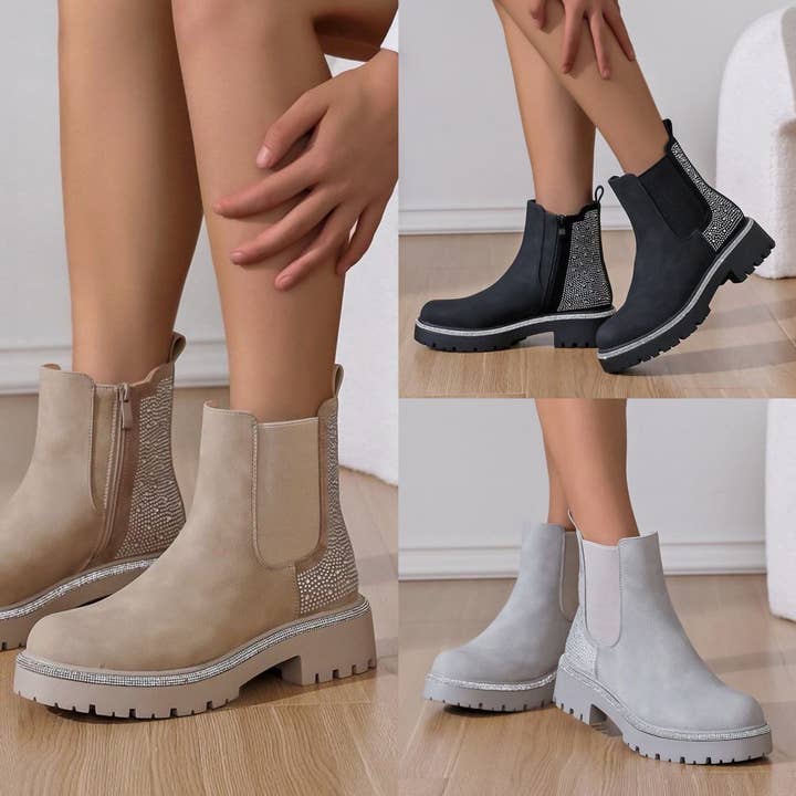 No Doubt Shoes - Vendita all'ingrosso Stivali - Donna - STIVALETTI FIRMATI CON ZIP DIAMANTES