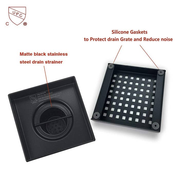 inQbrands – wholesale Bathroom accessory set – 4x4 Stainless Steel Square Shower Drain, Square Pattern