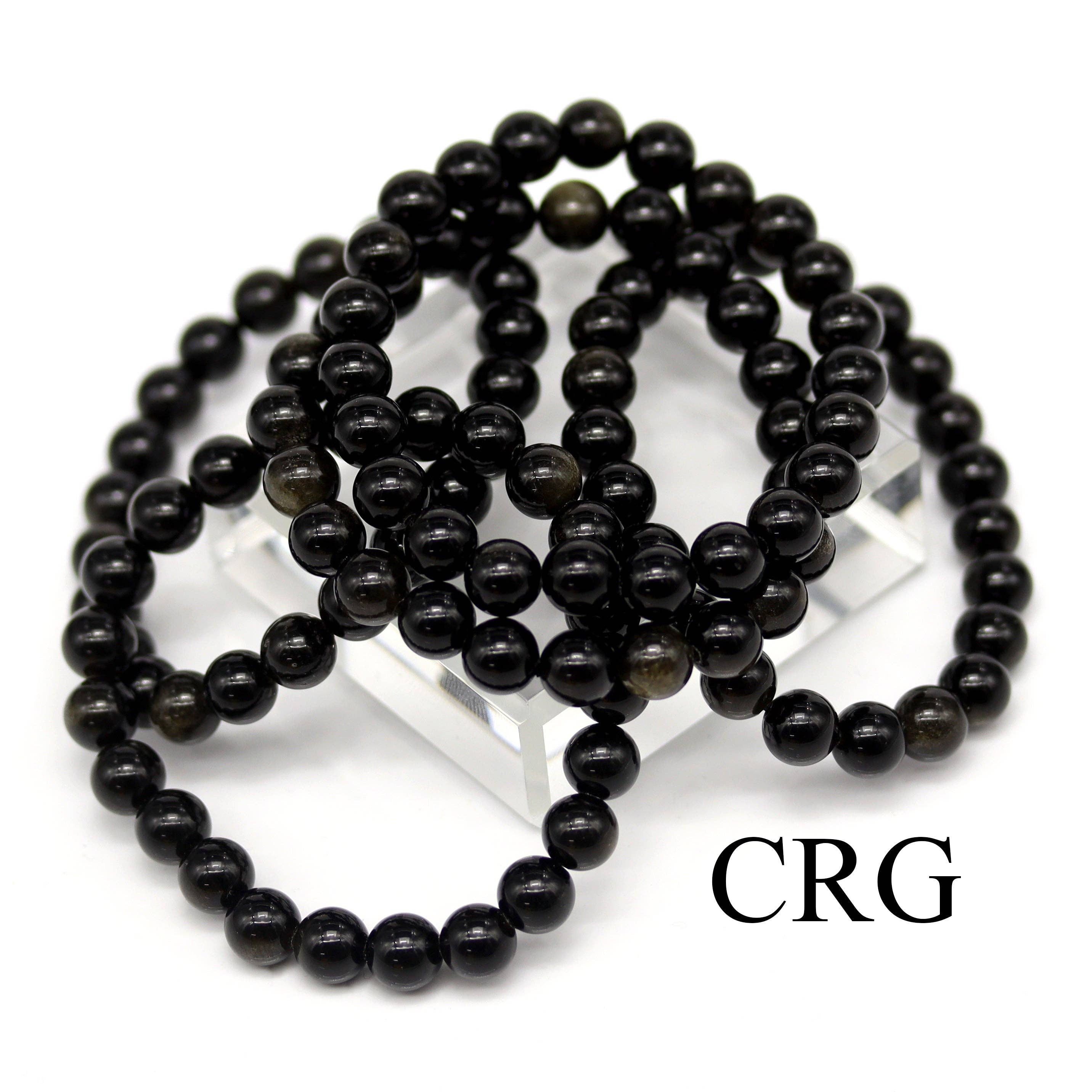 Crystal River Gems LLC – wholesale Pärlarmband – QTY 1 - Golden Sheen Obsidian Stretch Armband/8mm AVG2