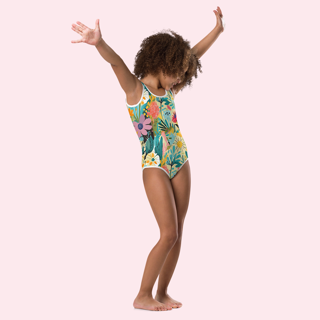 Enveloped - Wholesale One Piece Swimsuit - Kids - Rêve Multicolor Girl's Swimsuit6