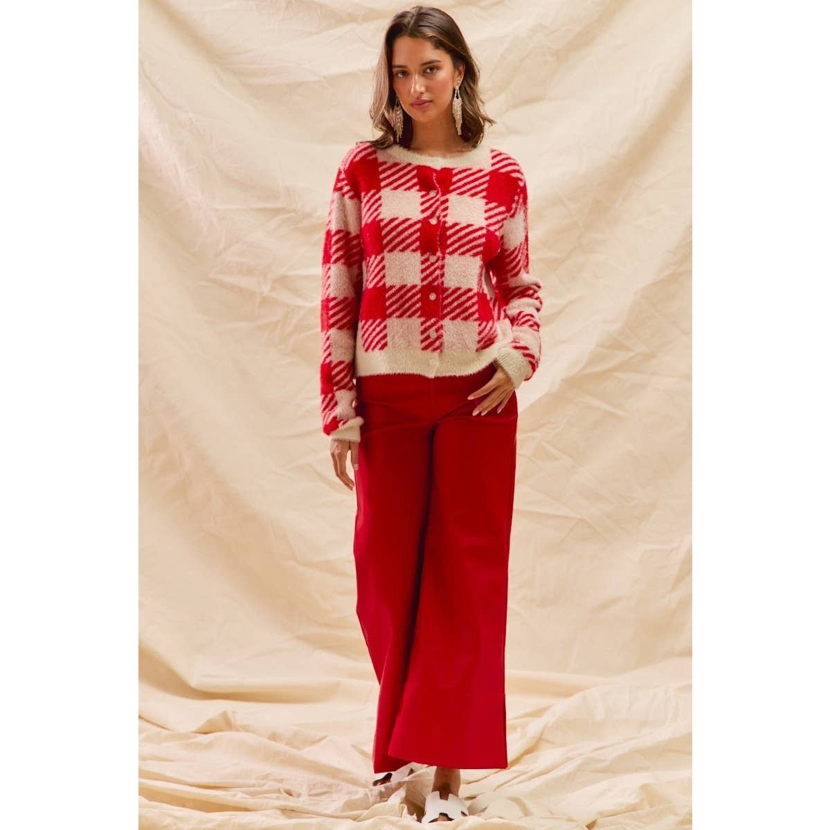 IVE - Vendita all'ingrosso Pantalone - Donna - Pantaloni natalizi a vita media in finta pelle1