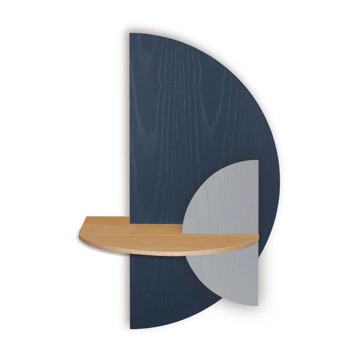 Schwebender Nachttisch Alba · Blauer Halbkreis für den Großhandel von Woodendot