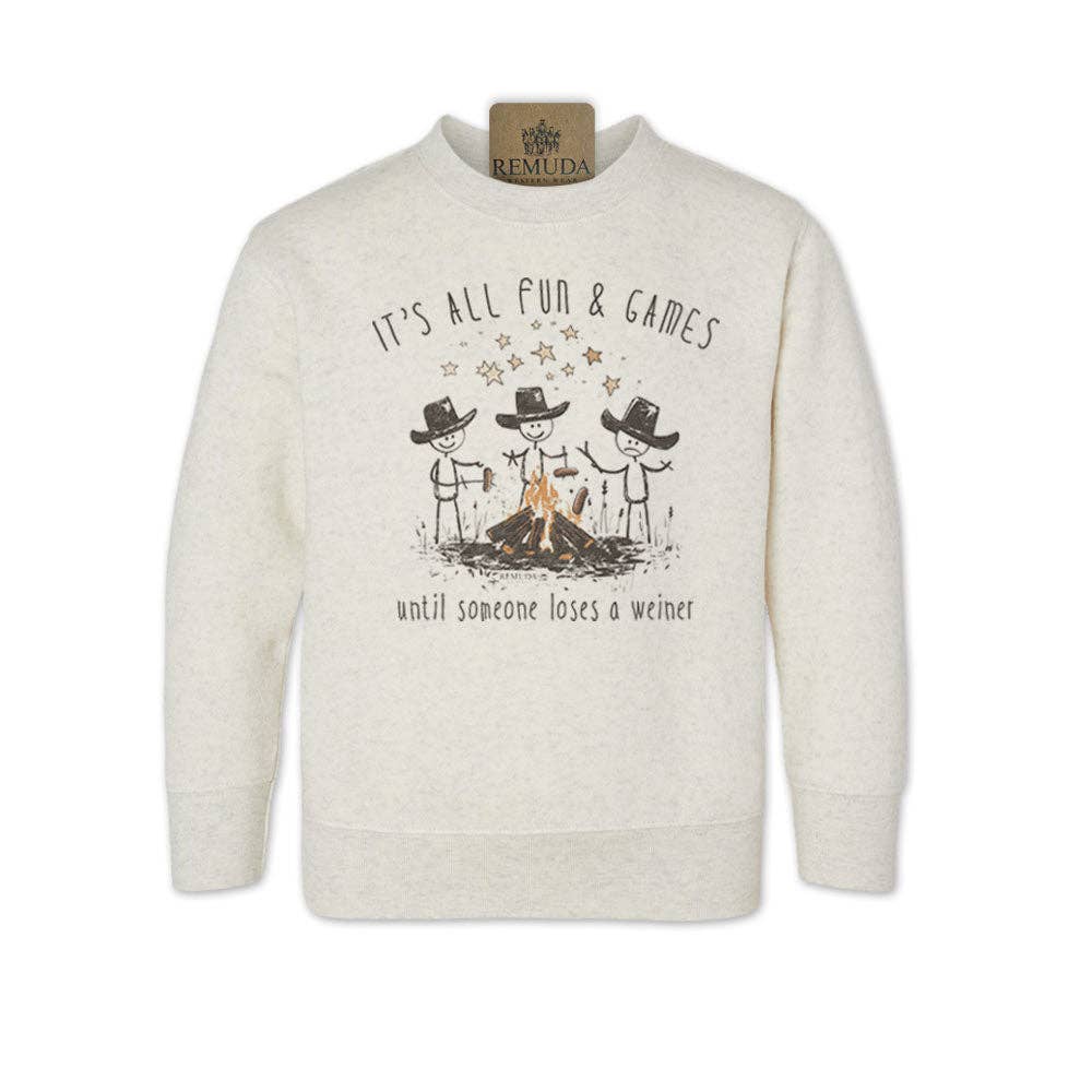 Remuda Western Wear - Wholesale Sweatshirt - Kids - It's All Fun & Games Until Someone Loses A Weiner - Camping Toddler Sweatshirt4