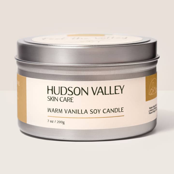 Warm Vanilla Soy Wax Candle for wholesale by Hudson Valley Skin Care