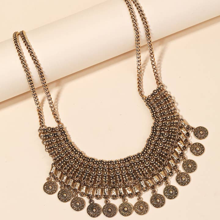 Anarchy Street - Wholesale Bib Necklace - Antique Chain Disc Bib Statement Necklace0