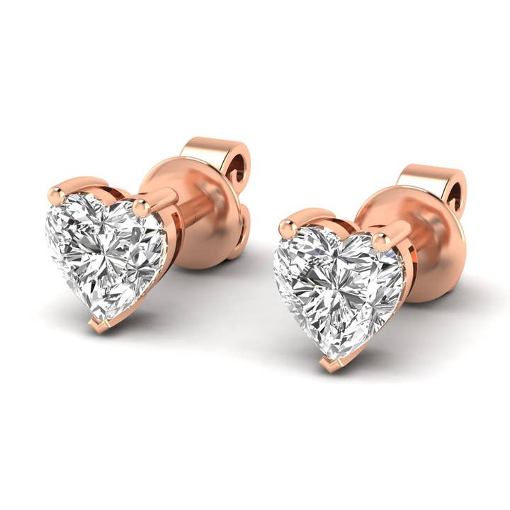 1 CTW Heart Lab Grown Diamond Stud Earrings for wholesale by Silber Jewelers