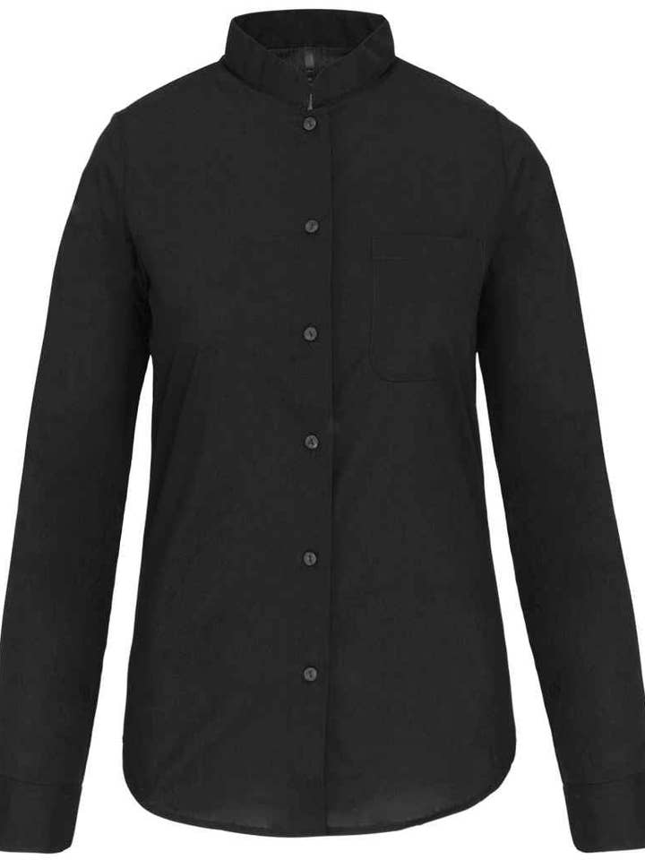 Pierre Francis - Vente Chemise à col boutonné – femme - Kariban - Chemise à manches longues et col mandarin pour femme