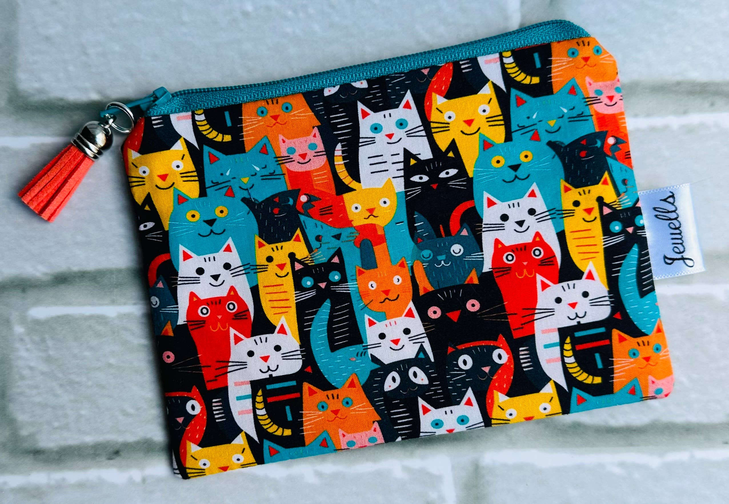 Jewells – wholesale Coin purse – Women’s – Bright Cats fabric coin purse pouch 2 sizes2