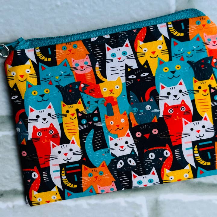Jewells – wholesale Coin purse – Women’s – Bright Cats fabric coin purse pouch 2 sizes2