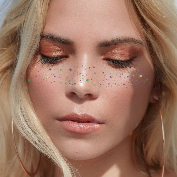 Flash Tattoos – wholesale Temporary tattoo – MARDI GRAS FACE FRECKLES | METALLIC TEMPORARY TATTOOS1
