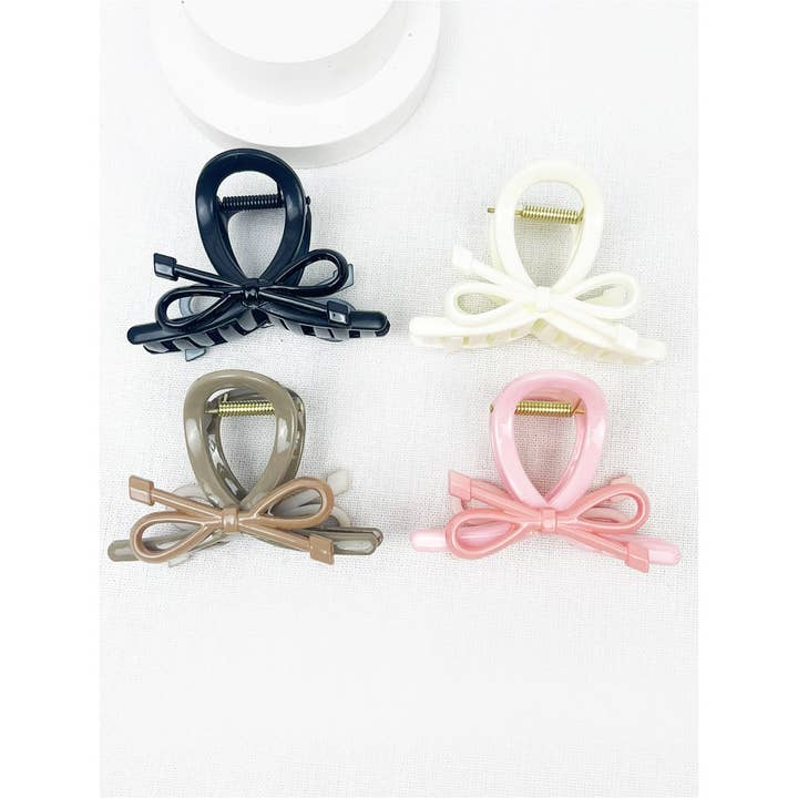 MIX COLOR Medium Knotted Bow Hair Clip Claw for wholesale on Faire
