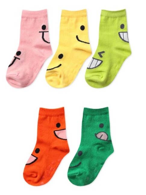 Comfortarians - Wholesale Socks - Kids & Baby - Happy Face Colorful Baby Toddler Anti Slip Walking Socks