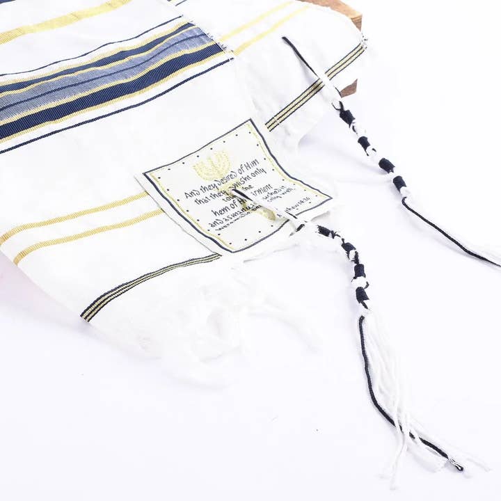 Swanson Christian Products - Wholesale Wrap - Women's - Prayer Shawl – Gold and Navy – Traditional Messianic with Tallit