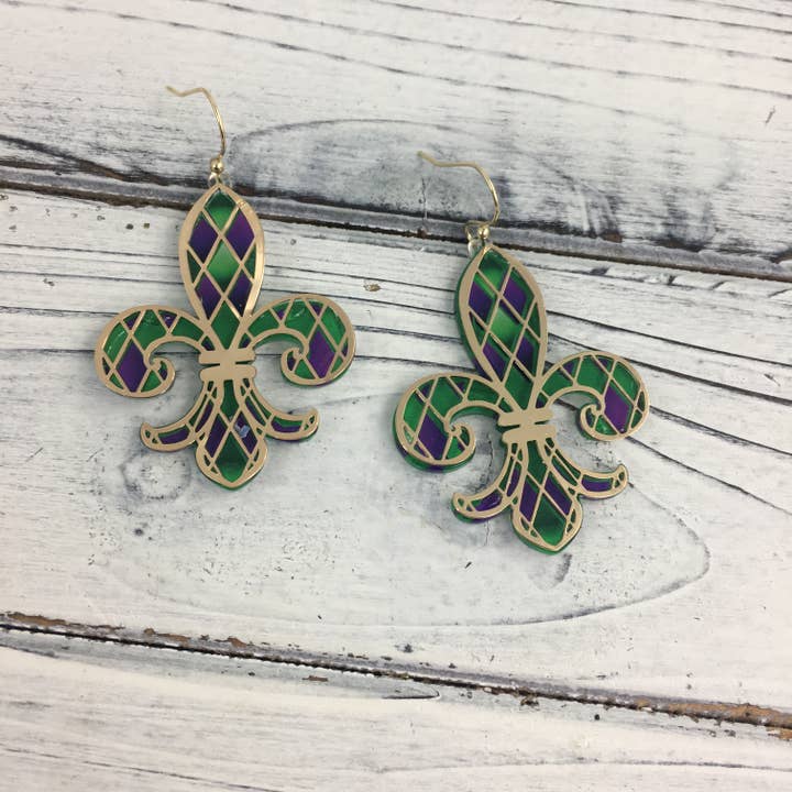 Mardi Gras FDL örhängen - Diamantmönster för wholesale av SongLily