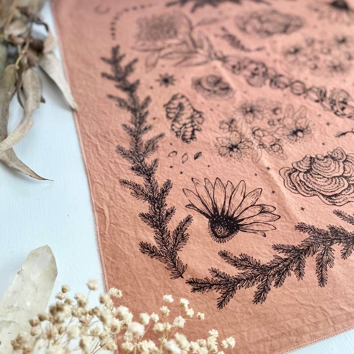 Wanderite - Wholesale Bandana - Unisex - Bandana | Herbs of Protection | Plant Dyed | Rose5