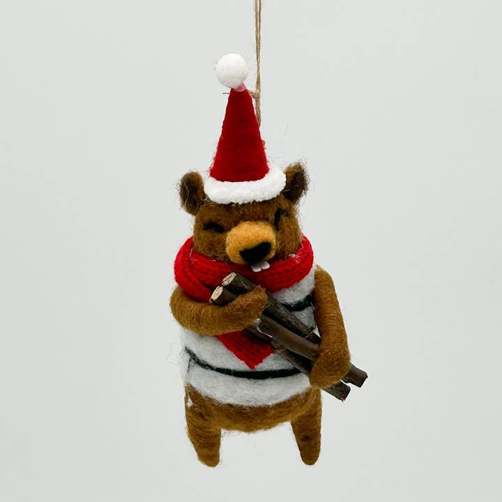 Kalid Christmas – wholesale Juldekoration – Filtfigur Hängande Julgransdekoration Bäver