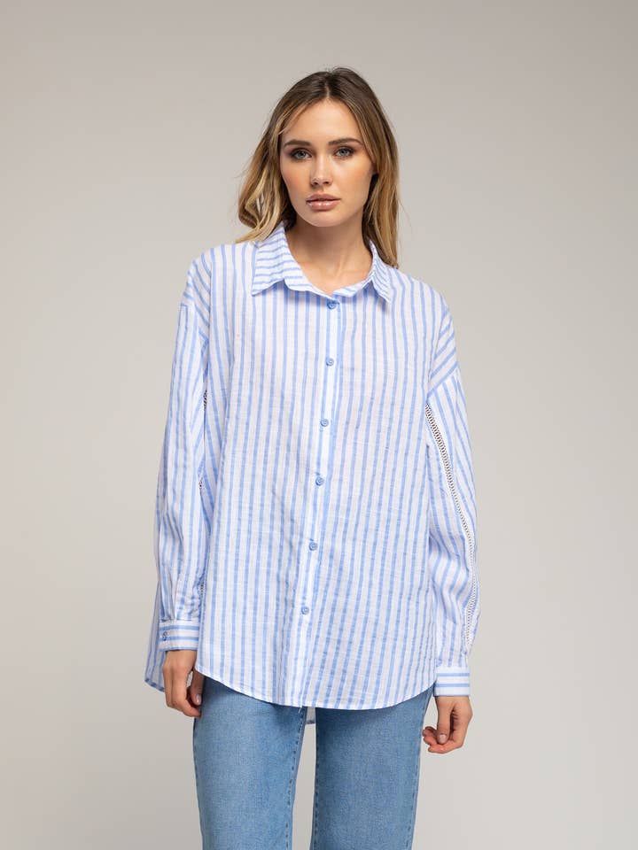 Loose striped blouse for wholesale by Tantra