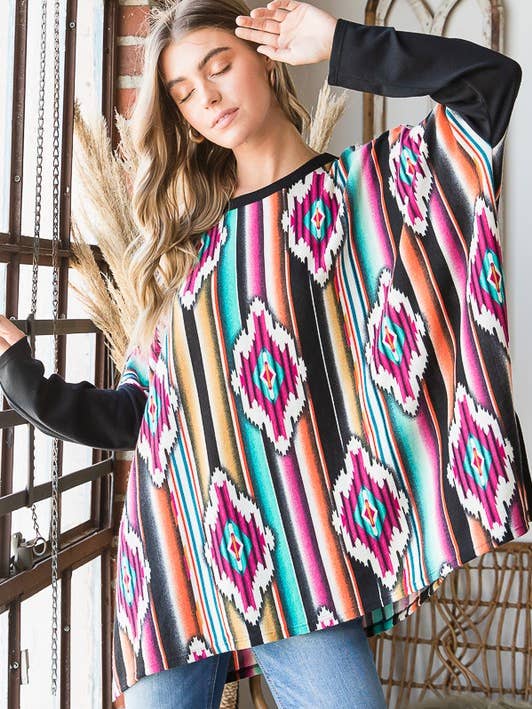 ST2117-12 SOLID AND MULTI COLOR AZTEC TOP WITH SLIT for wholesale by HEIMISH