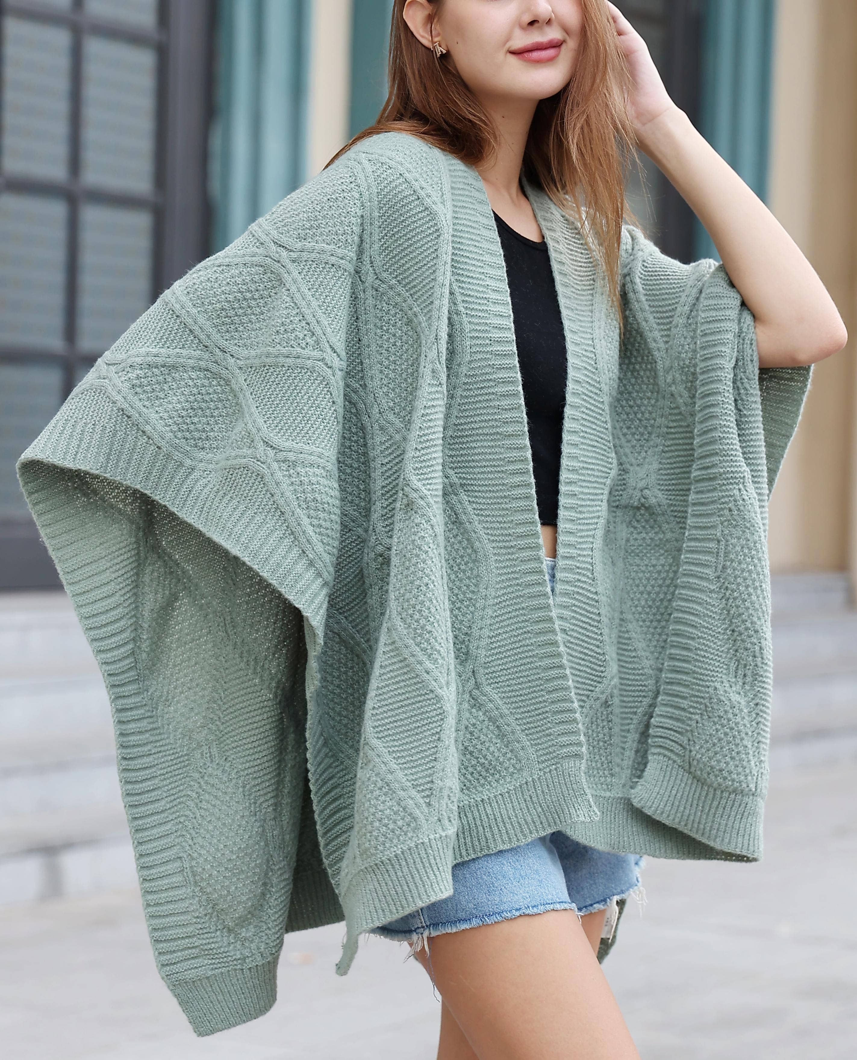 JC Sunny Fashion – Cardigan - Mulher por atacado – JC063337 5 cores - Peixe Estampado Ruana1