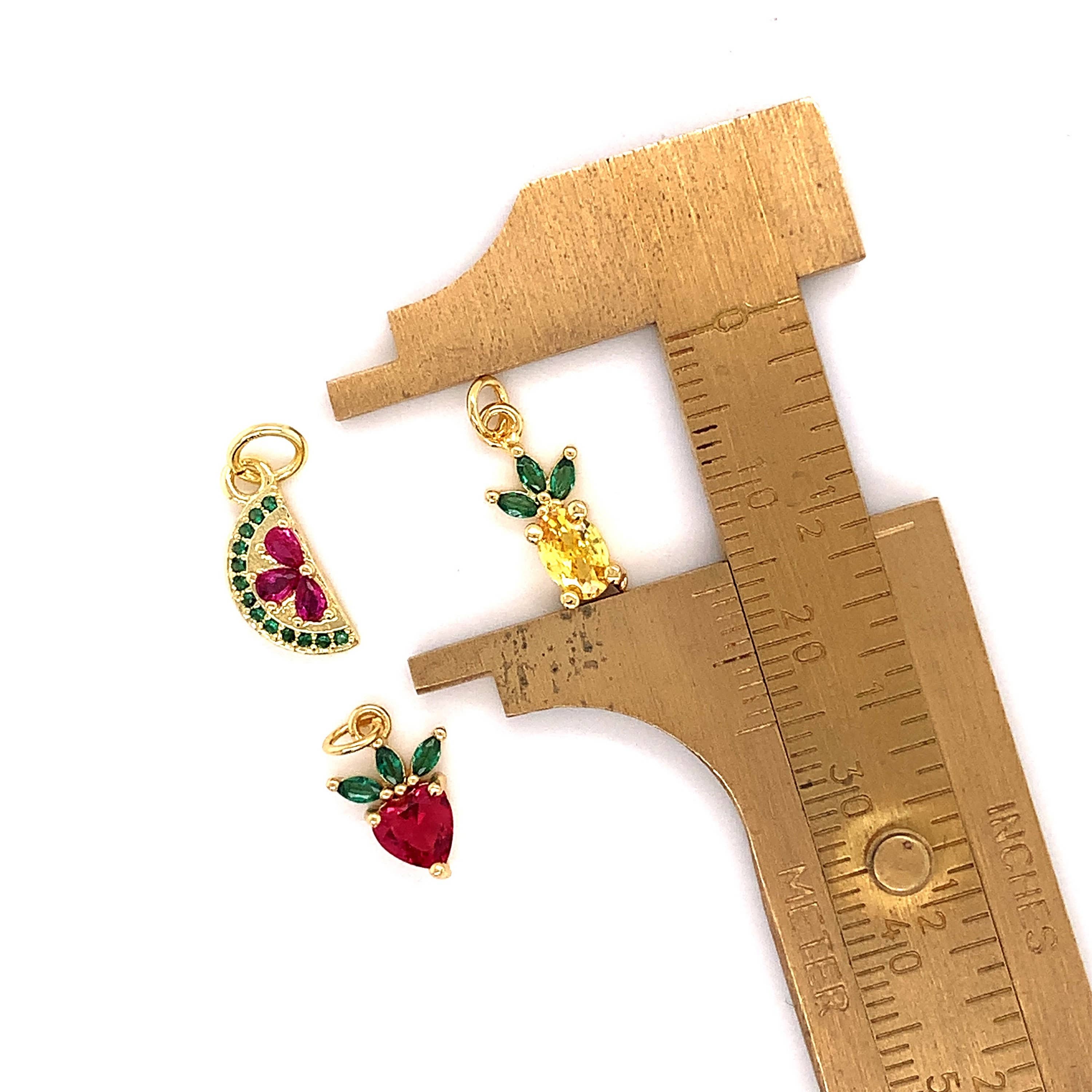 The Bead Bazaar - Wholesale Individual Charm/Pendant - Small Colorful Fruit Charms, Strawberry Charm, Tiny Pineappl6