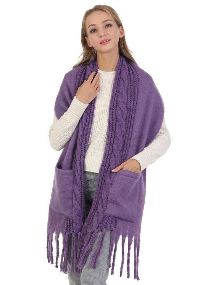 FASHION KNIT BLANKET SCARF WITH POCKET CS-4213 for wholesale by anbfashion