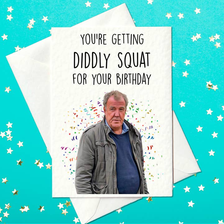 Prickly Cards – Engroshandel Fødselsdagskort – Du får Diddly Squat til din fødselsdag - Sjovt Clarksons Farm fødselsdagskort - Tillykke med fødselsdagen (A6)