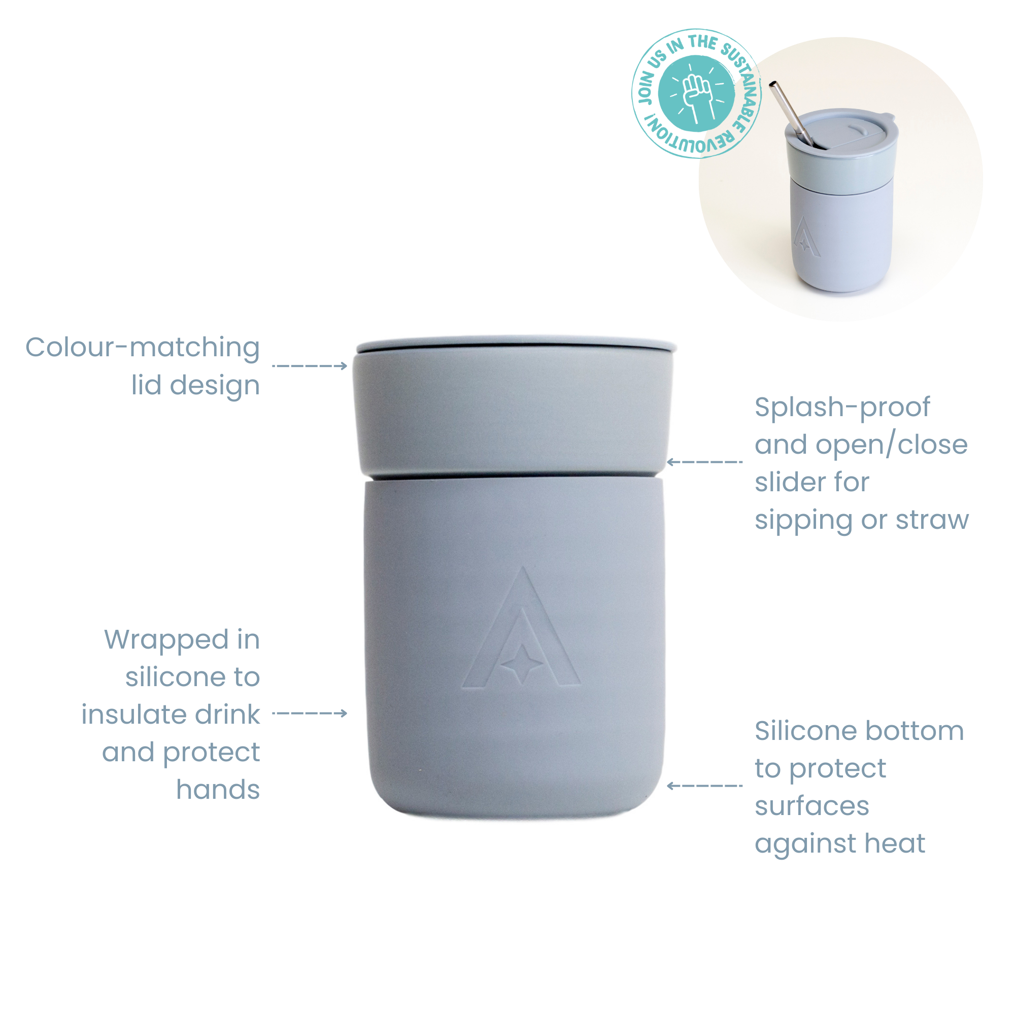 UBERSTAR - Vente Gourde/bouteille isotherme - Mug de voyage en céramique avec couvercle - Bleu frais7