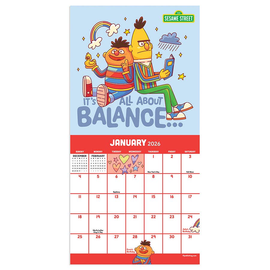 TF Publishing - Paper Goods - Wholesale Calendar - 2026 Sesame Street Mini Calendar2