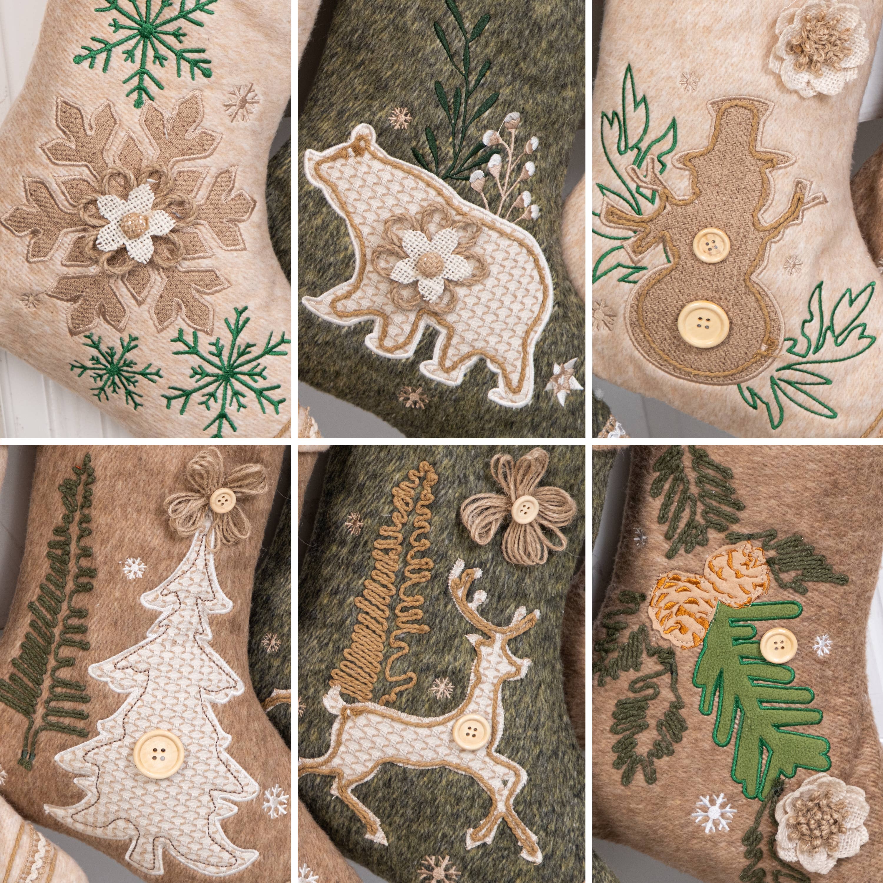 GEXWORLDWIDE - Vente Collants festifs - Nouvelle chaussette de Noël verte et brune forêt8